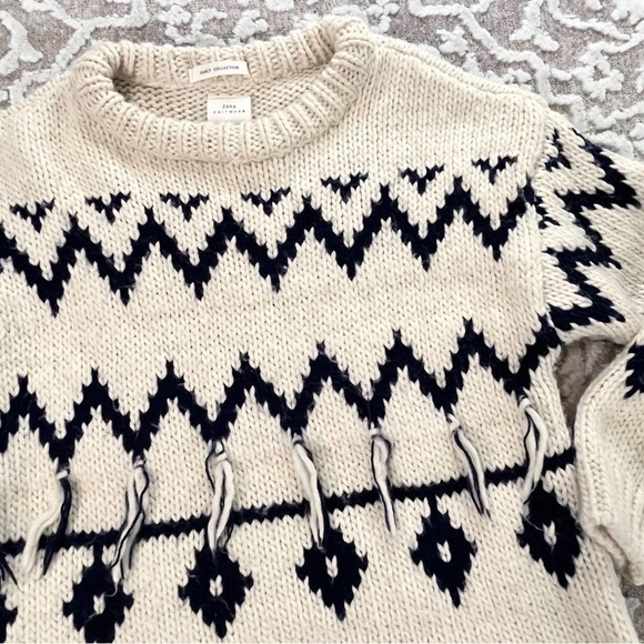 Zara Fancy Collection Wool Blend Tassel Sweater - Picture 2 of 11